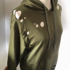 Distressed pullover hoodie